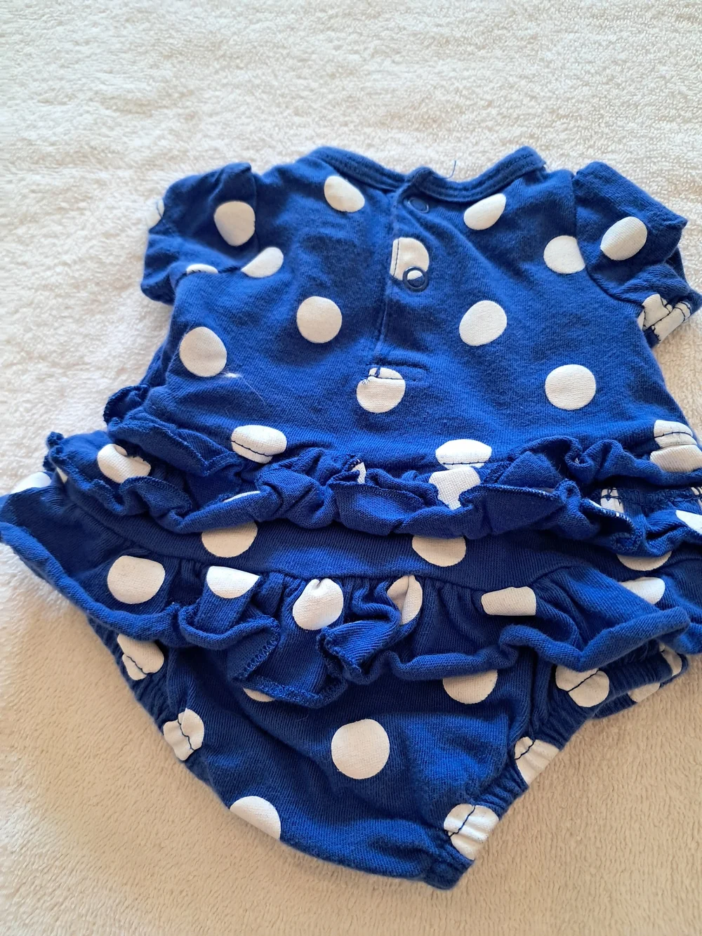 Carter's Navy Blue Polka Dot Bodysuit with Coral Bow